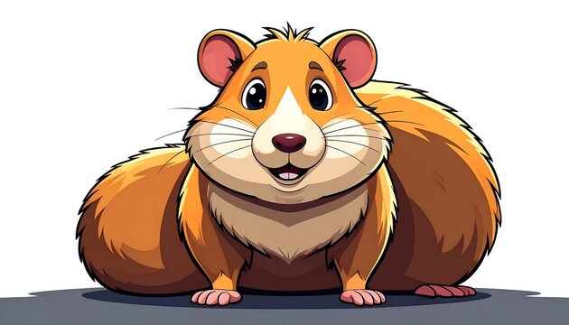 Cute cartoon hippo sitting happily smiling.