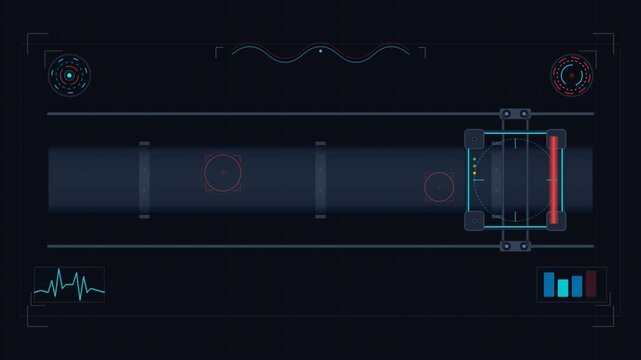 Futuristic hud interface scanning digital pipeline with data tracking