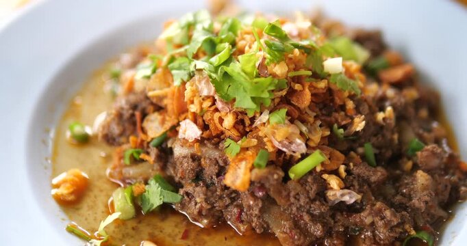 Northern Thai Style Fried Larb Pork - Larb Moo Kua