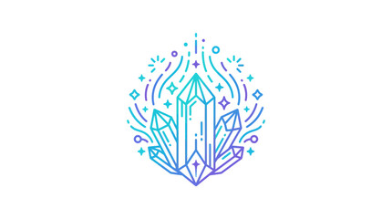 Radiant magic quartz crystals with sparkles and aura. © godong