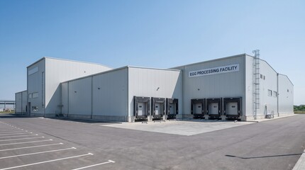 Fototapeta premium Modern Egg Processing Facility with Loading Docks