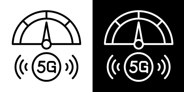 5G Speed Test Icon Set White Style Collection