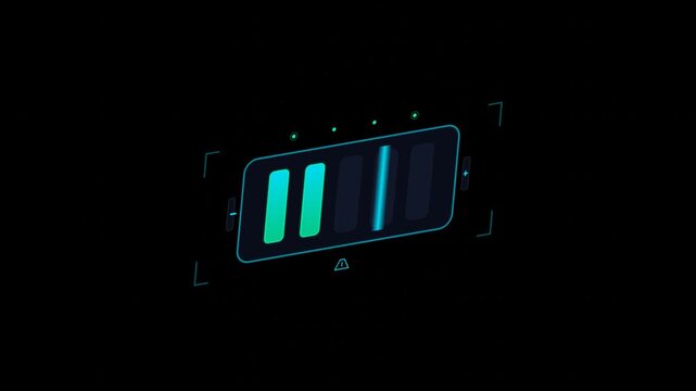 Futuristic battery indicator depleting and recharging animation
