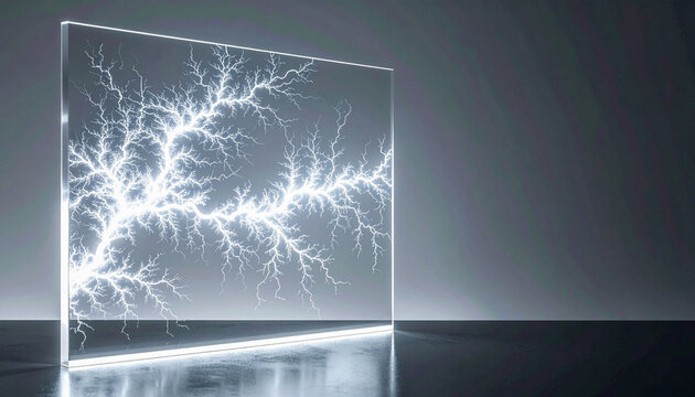 Transparent acrylic texture with electric Lichtenberg pattern background 5