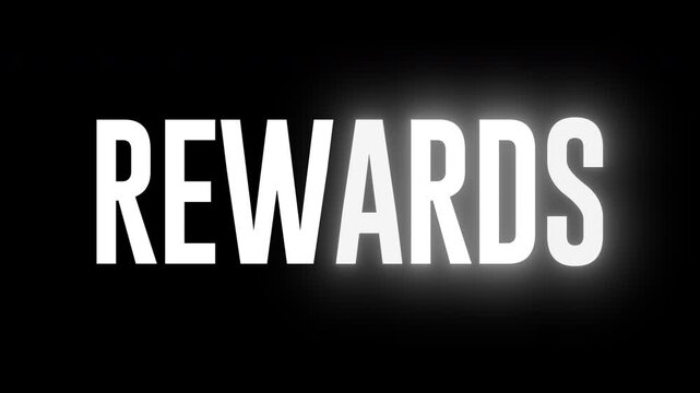 Creative rewards title animation loop pack with 3 variant versions showing glowing neon lines tracing bold condensed text characters onto a black background vfx