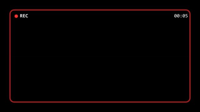 Digital Video Recording Interface Overlay with Red Frame and Timer.