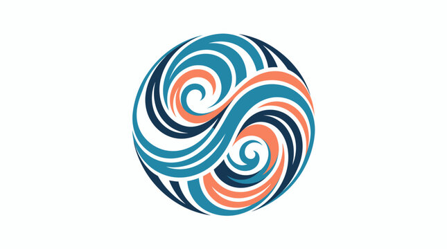 Elegant luxury branding symbol inspired by flowing ocean waves. Abstract circular logo design for premium brands.
