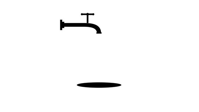 Water tap faucet icon silhouette on white background. 4K Video