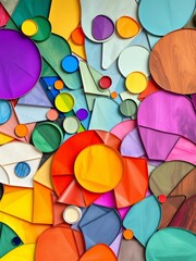 Fototapeta premium Abstract shapes and colors blended together in a mesmerizing mural, abstract design, inspirational