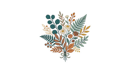 Wildflower bouquet with eucalyptus and fern leaves © kmt