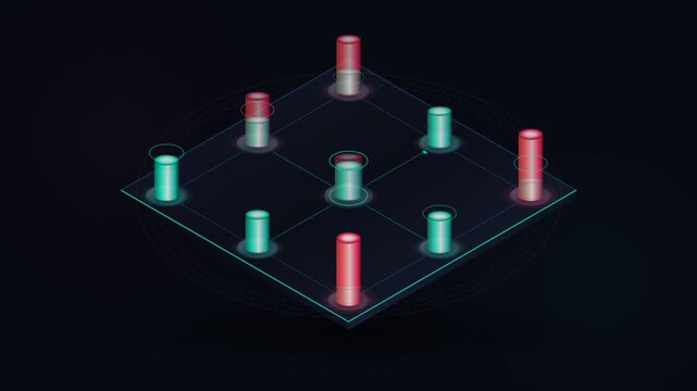 Dynamic isometric data visualization of rising and falling nodes