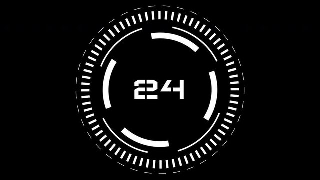 30 Second Countdown Glitch circular pattern featuring number twentyfour, suitable for technology backgrounds, posters, websites, event graphics, and promotions.