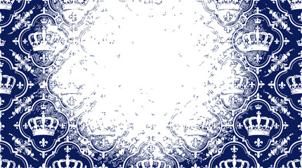 Royal Pattern Border with Crowns and Fleur-de-lis on Textured White Background © Klona