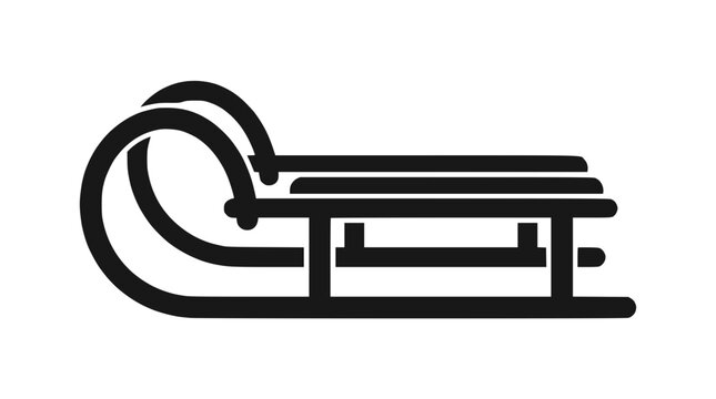 Classic wooden sled silhouette icon for winter recreation themes.