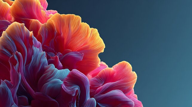 Abstract colorful organic forms with fine line texture. illuminated from within. gradient backgrou