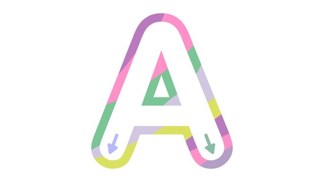 Animated letter A tracing guide for kids educational handwriting lesson