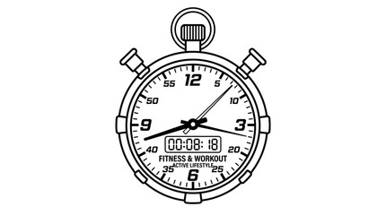 Fototapeta premium Detailed black and white stopwatch timer for fitness tracking.