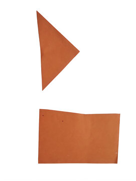 Orange paper shapes including a triangle and a rectangle isolated on transparent background