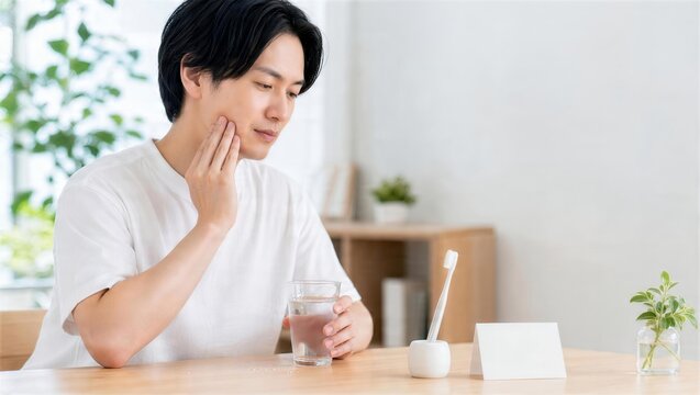 ホワイトニング後に冷水で軽い知覚過敏を感じる日本人男性