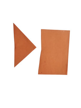 Orange triangle and rectangle paper shapes isolated on a plain surface isolated on transparent background
