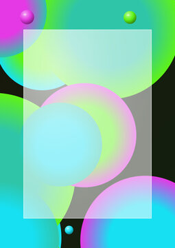 Abstract background featuring a modern frosted glass card ui design with vibrant colorful gradient circles for digital interface and web layouts