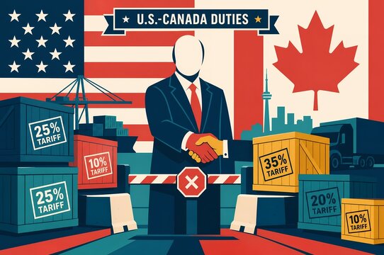 US Canada Trade Duties and Customs Border Tariff Infographic