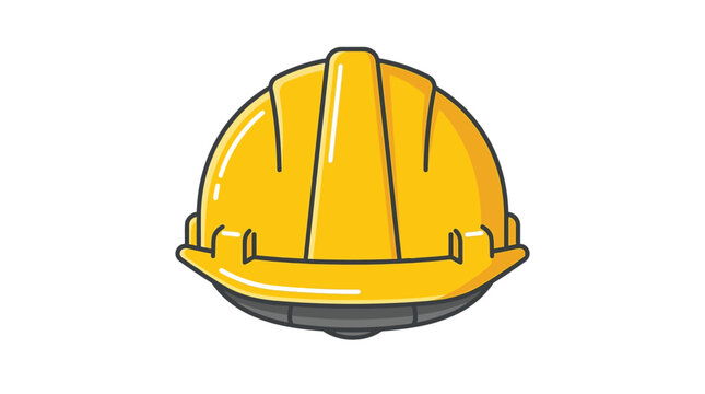 A vibrant yellow hard hat safety helmet illustration featuring bold outlines and clean graphic style on a plain white background