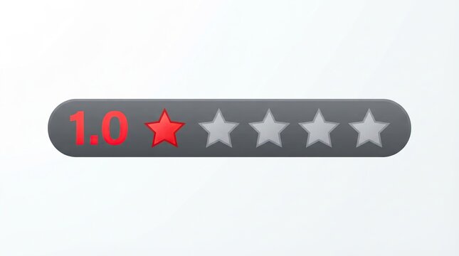 Minimalist graphic display of a one star rating with numeric value with representation one