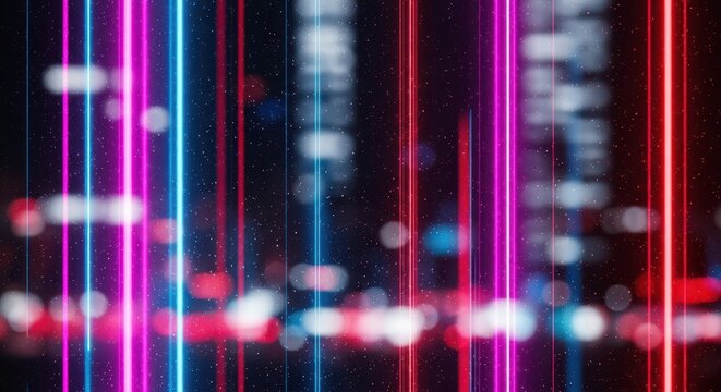 Vertical neon light streaks on dark abstract background with abstract, vertical