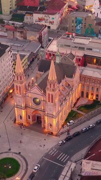 Golden sunset light washing over the skyline of Curitiba Parana, Parana, Brazil