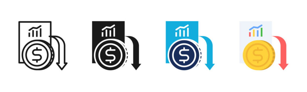 Deflation icon set multiple style collection