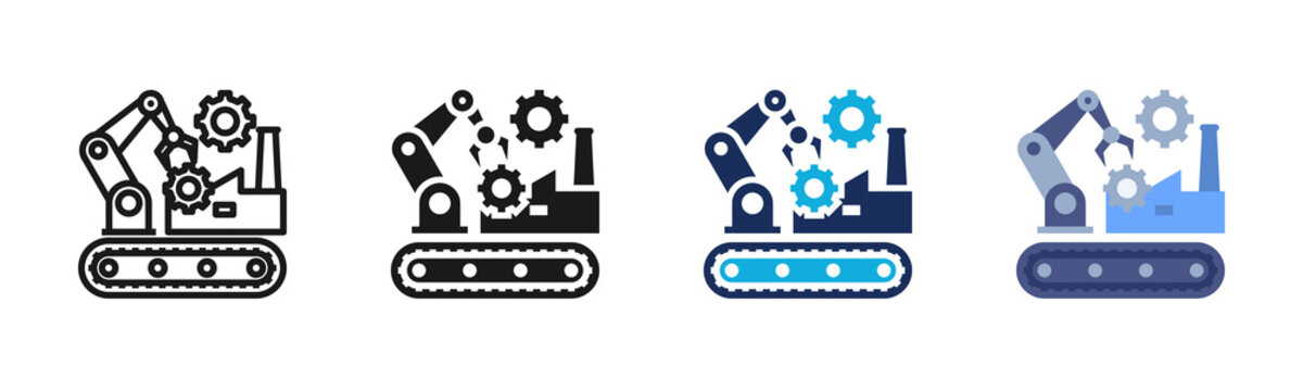 Robotization icon set multiple style collection