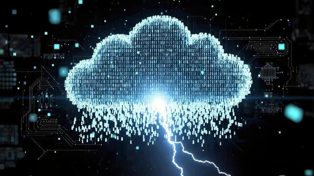 Cloud computing data storage network server technology digital interface lightning digital data network server storage futuristic