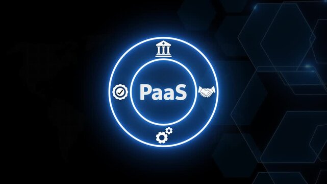 Paa s platform as a service concept with glowing digital and network connectivity animation paas cloud computing