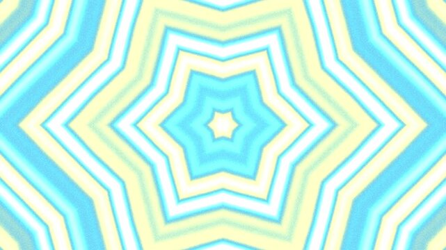 Mesmerizing Cyan Yellow White Hexagram Kaleidoscope Pattern Loop