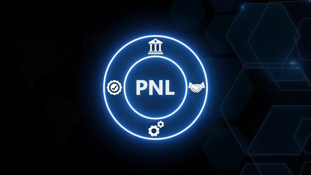 Pnl profit and loss financial concept animation with neon glowing and business growth financial statement