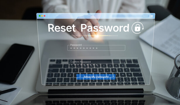 A web browser interface for the password reset function. This form allows a user to recover their account by entering and confirming a new, secure password for access. Fermion