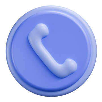 3D Purple Phone Icon Button Isolated on White