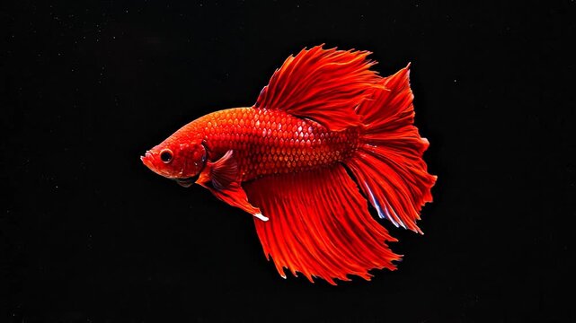A beautiful red betta fish swimming isolated.