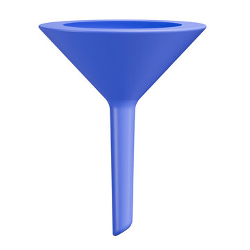 Blue 3D Sales Funnel Icon Isolated on White