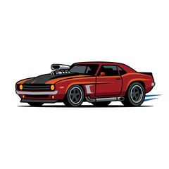 Fototapeta premium Red Classic Muscle Car with Supercharger