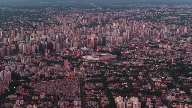 Stunning sunset over Curitiba Parana Brazil with the city skyline, Parana, Brazil