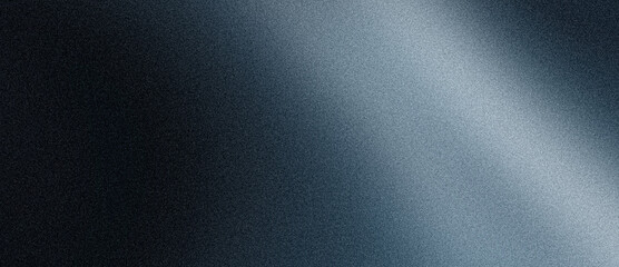 Fototapeta na wymiar Blue gray black grainy background, blurred noise texture glowing gradient shape on dark backdrop for banner, header cover poster design
