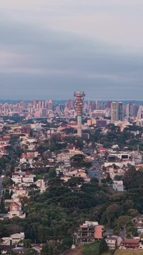 Stunning twilight glow over the city skyline of Curitiba Parana, Parana, Brazil