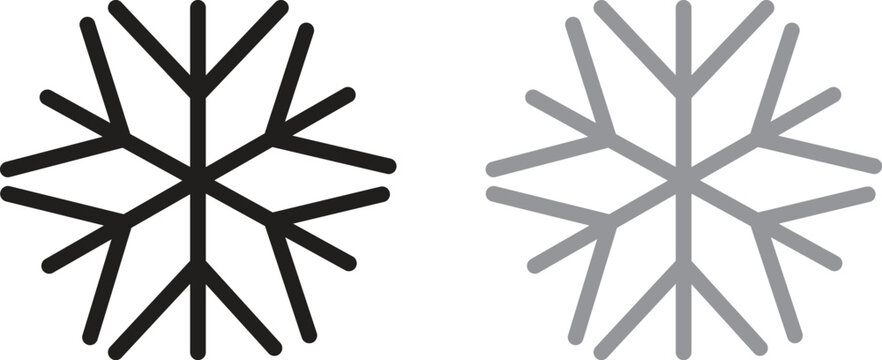 simple black and grey snowflake vector icon silhouette isolated on white background winter graphic element