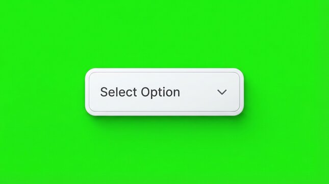 Dropdown menu component for web interfaces features a clean white button design set against a solid green background.