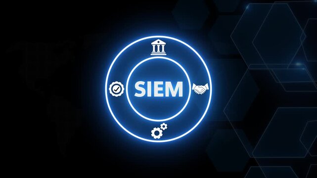 Siem security information and event management concept with glowing digital interface and network cybersecurity