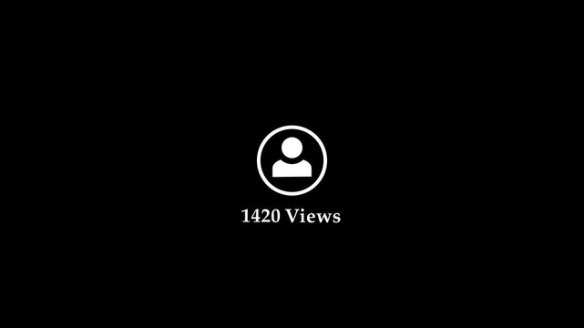 Social media views count animation. Views count with profile animation on black screen.social media video views,photo views.0 to 3000 views count animation Concept of social media.