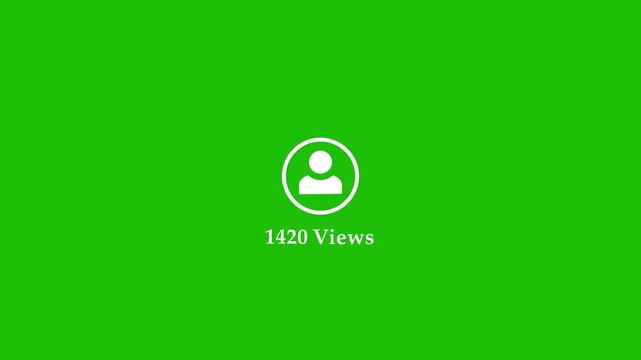 Social media views count animation. Views count with profile animation on green screen.social media video views,photo views.0 to 3000 views count animation Concept of social media.