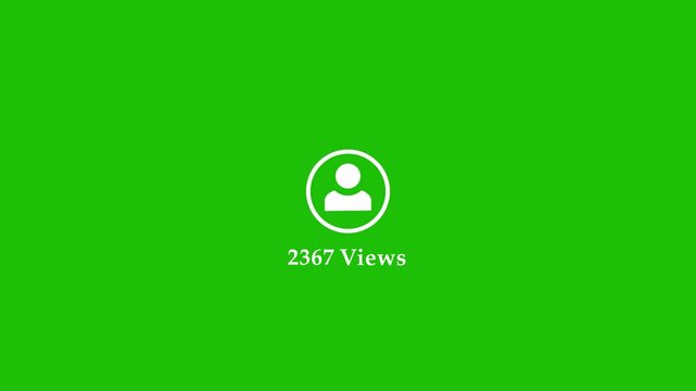 Social media views count animation. Views count with profile animation on green screen.social media video views,photo views.0 to 5000 views count animation Concept of social media.